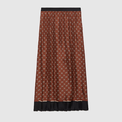 GUCCI silk Michele era floral print sheer pleated dress skirt 405382 Red multicolor 42