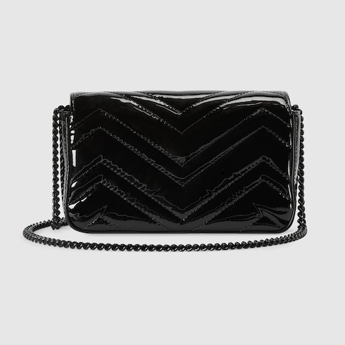 Gucci GG Marmont Patent Super Mini Bag Black Patent Leather in