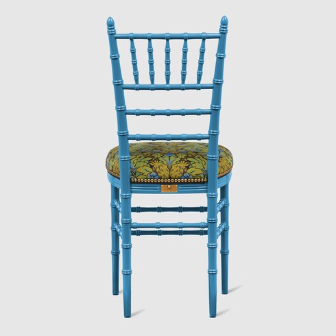Chiavari chair with floral fruit jacquard in blue and multicolour