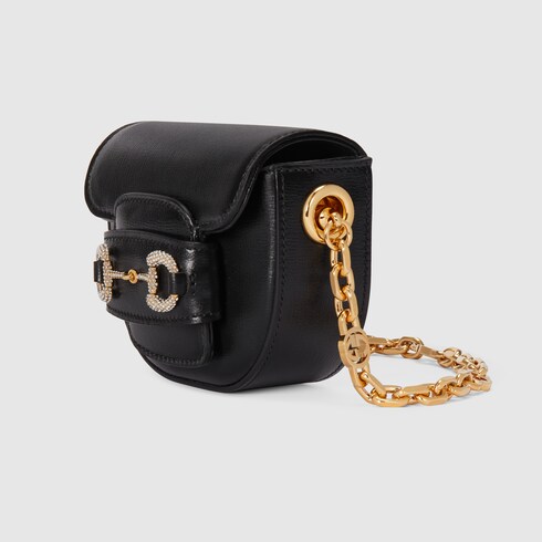 Gucci Horsebit 1955 Mini Gurteltasche in schwarzes Leder GUCCI DE