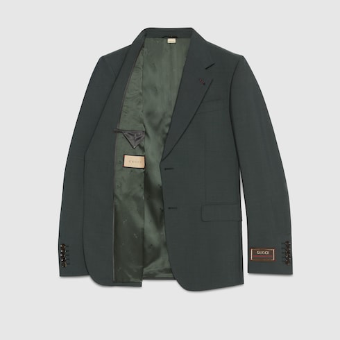 Anzug aus Wolle und Mohair in dunkelgrün | GUCCI® DE