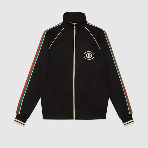 Technical jersey zip jacket in black GUCCI MX