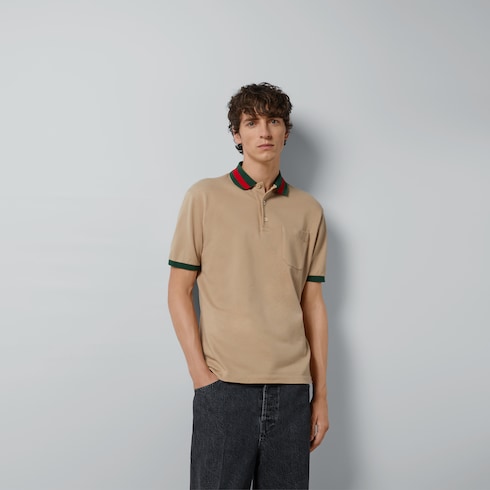 Cotton piquet polo with Web collar