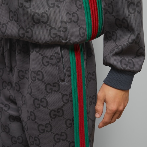 ウェブ ストライプ付き ジャンボGG ジョギングパンツ ・グレー