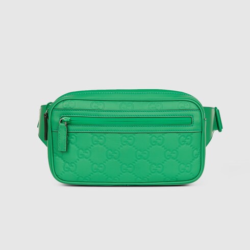 GG rubber effect belt bag in green rubber effect leather GUCCI UK