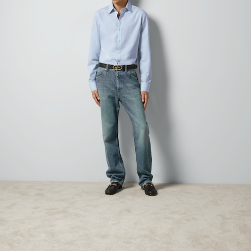 Straight-leg denim pant