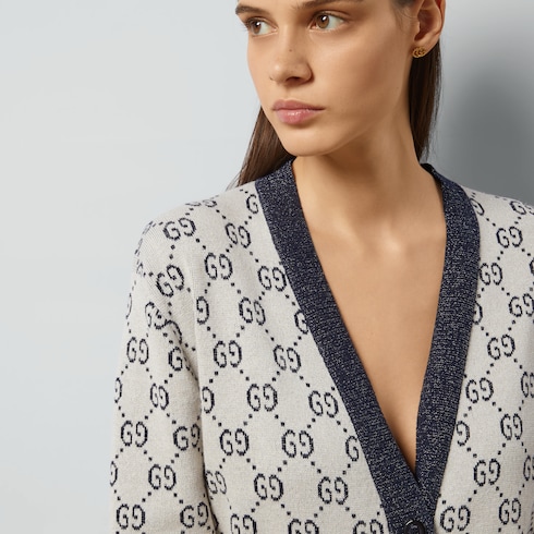 Cardigan in cotone GG jacquard