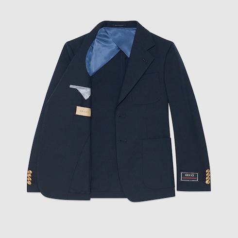 Cotton wool mohair formal jacket in dark blue GUCCI Australia