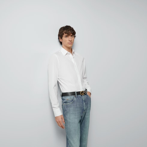Cotton poplin shirt with Double G