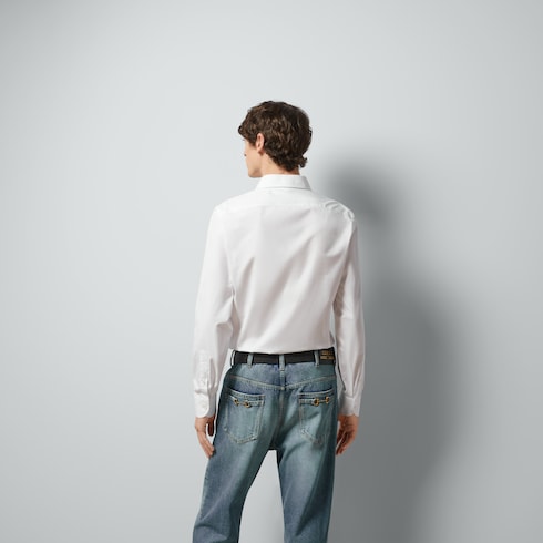 Cotton poplin shirt with Double G