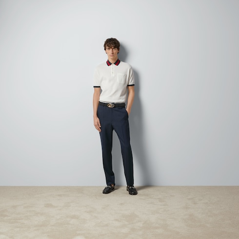 Polo in piquet di cotone con colletto Web