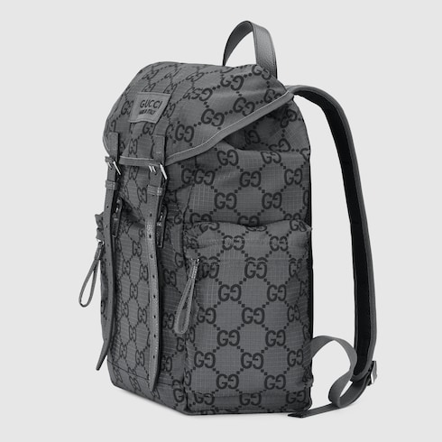 Large backpack in dark grey and black ripstop GUCCI