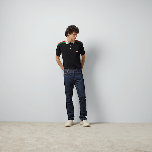 Poloshirt aus Baumwolle mit GG in schwarz | GUCCI® DE 