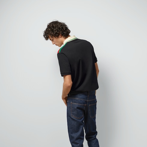 Poloshirt aus Baumwolle mit GG in schwarz | GUCCI® DE 