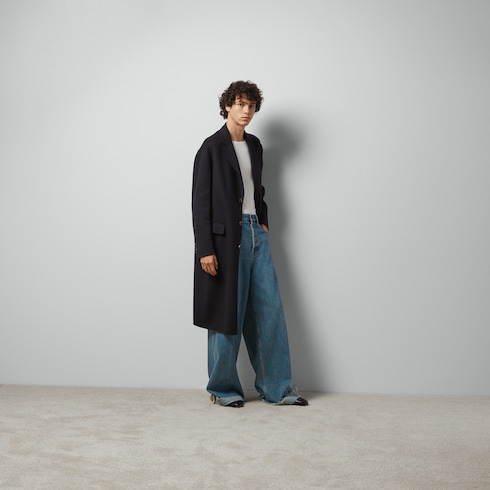 Manteau en laine légère avec étiquette bande Web