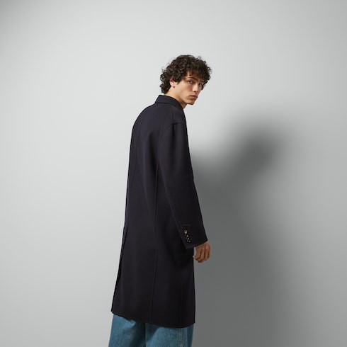 Manteau en laine légère avec étiquette bande Web