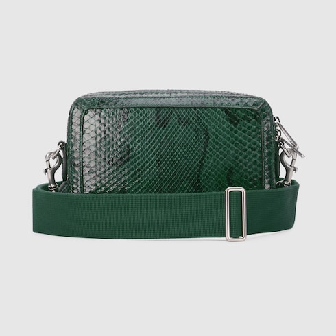 Umhängetasche aus Pythonleder mit Doppel G in dunkelgrün | GUCCI® DE