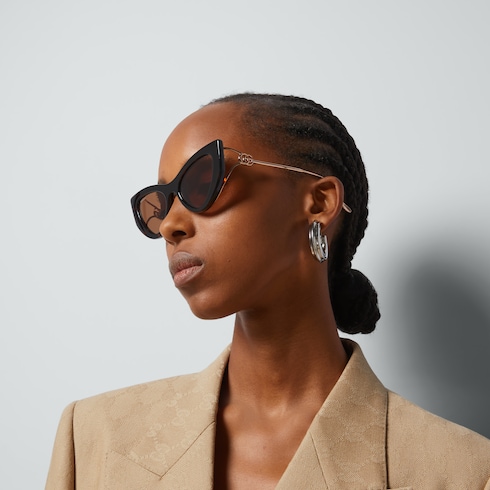 Cat-eye frame sunglasses in tortoiseshell | GUCCI® TR