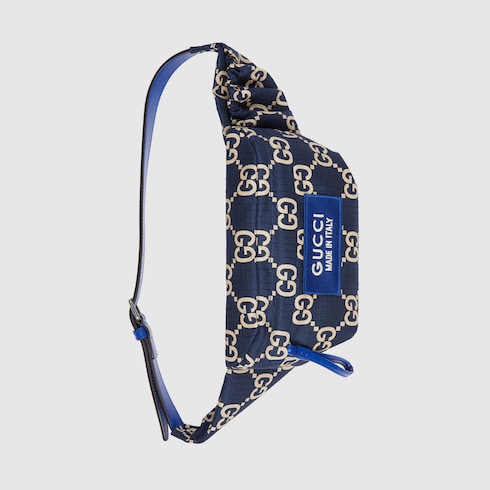 Large GG ripstop belt bag in dark blue and beige ripstop GUCCI AE