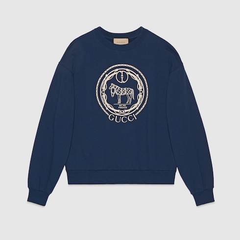 Sweat-shirt en jersey de coton avec broderie