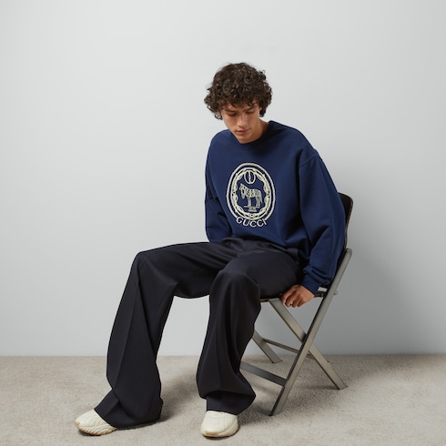 Cotton jersey sweatshirt with embroidery