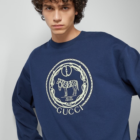 Sweat-shirt en jersey de coton avec broderie