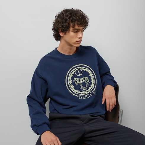 Sweat-shirt en jersey de coton avec broderie