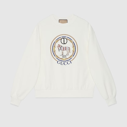 Sweat-shirt en jersey de coton avec broderie