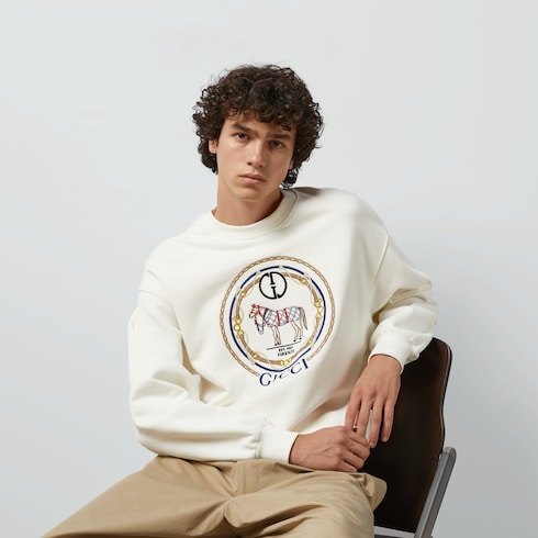 Sweat-shirt en jersey de coton avec broderie