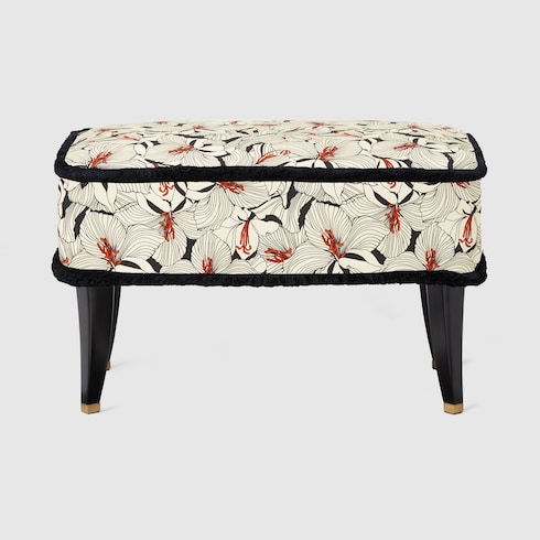 Tabouret en tissu à imprimé lys