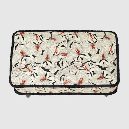 Hocker aus Stoff mit Lilien-Print