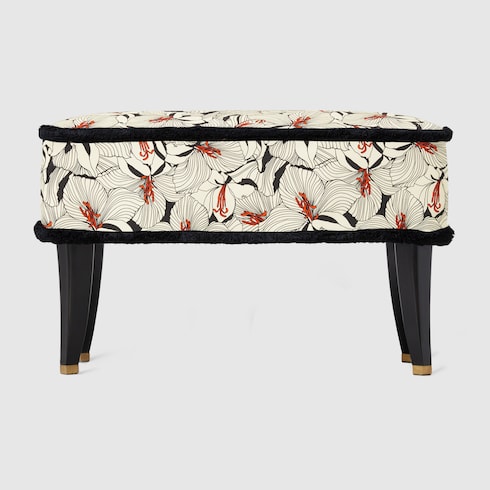 Tabouret en tissu à imprimé lys