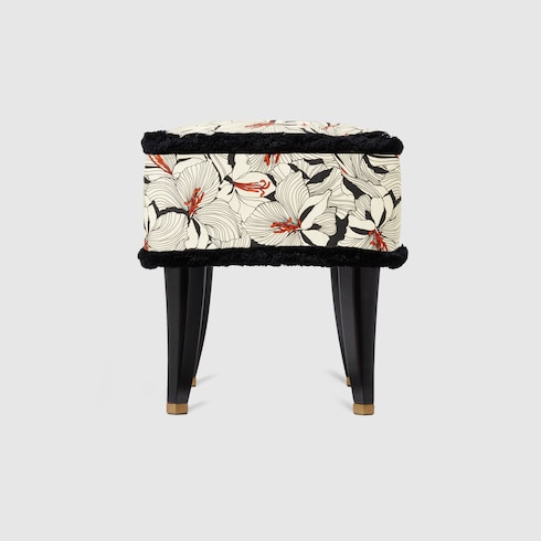 Tabouret en tissu à imprimé lys