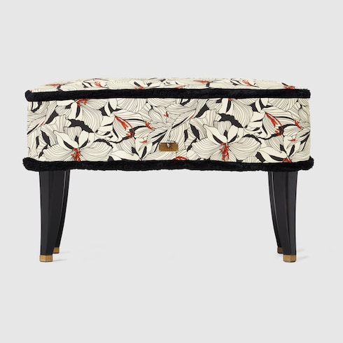 Tabouret en tissu à imprimé lys