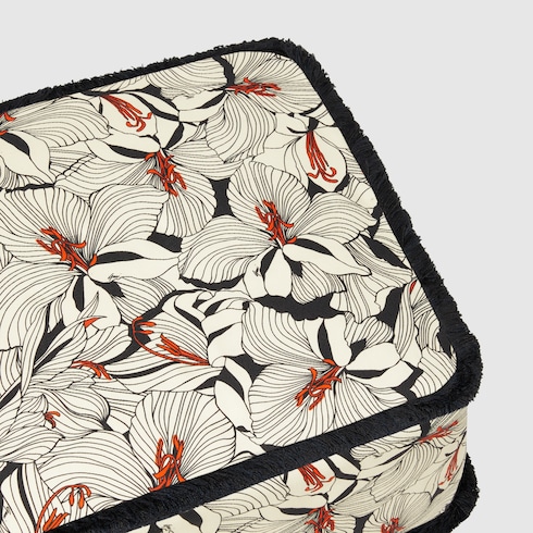 Lilies print fabric stool