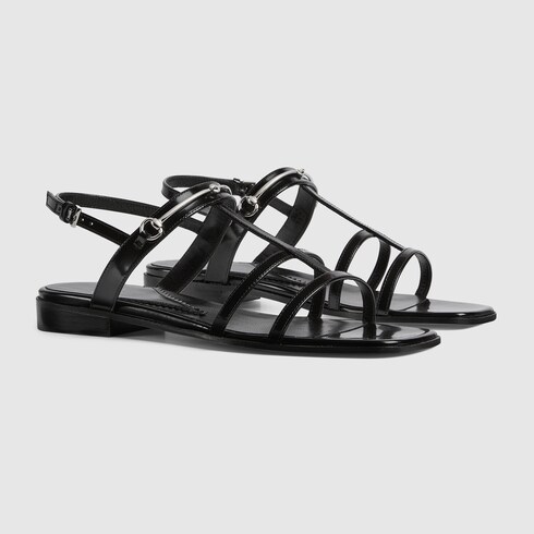 Black strap hot sale sandals flat