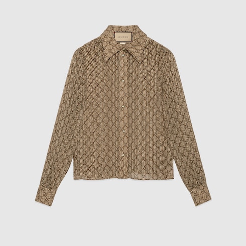GG damier print silk shirt