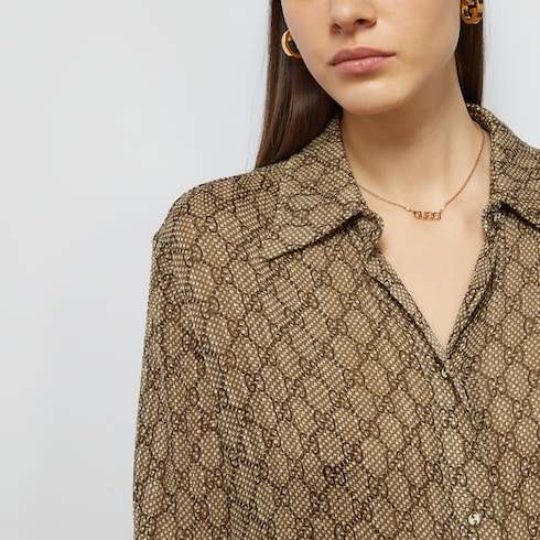 GG damier print silk shirt