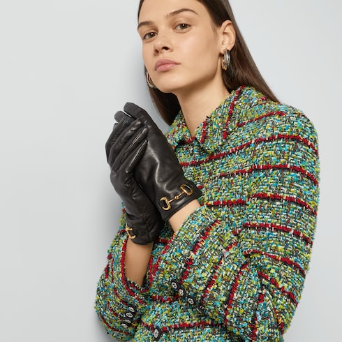 Gants en cuir à motif Mors