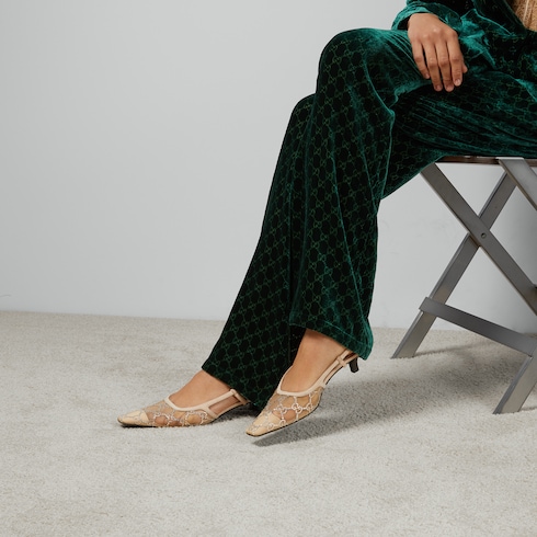 Décolleté slingback donna con cristalli GG