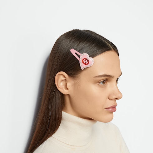 Hair clip with Interlocking G heart