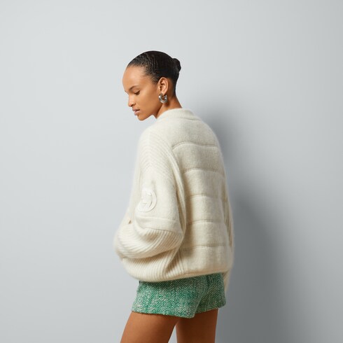Mohair wool bomber jacket in ivory | GUCCI® GR