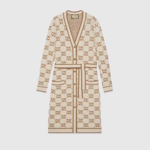 Cardigan aus Wollbouclé mit GG Jacquard