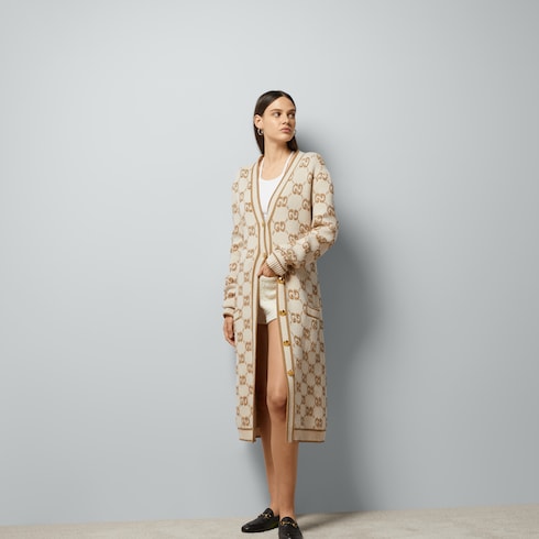 Cardigan in lana GG jacquard bouclé