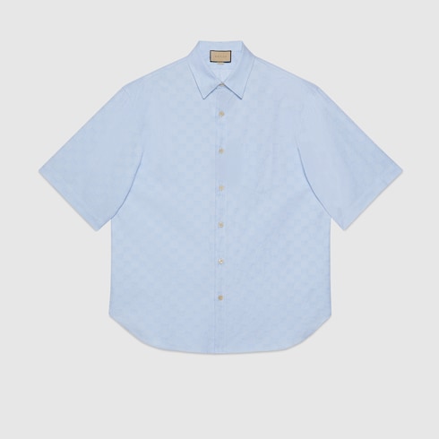 GG Supreme Oxford cotton shirt in Blue Ready-to-wear | GUCCI® SI