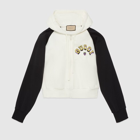 Cotton jersey hooded sweatshirt gucci hot sale