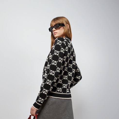 Cardigan aus Wollbouclé mit GG Jacquard