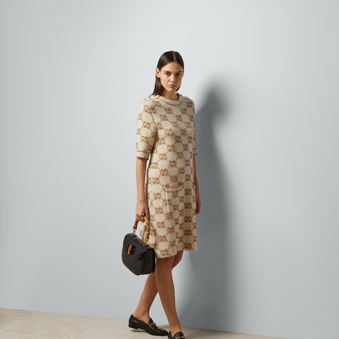 Kleid aus Wollbouclé mit GG Jacquard