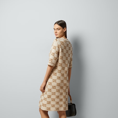 Kleid aus Wollbouclé mit GG Jacquard