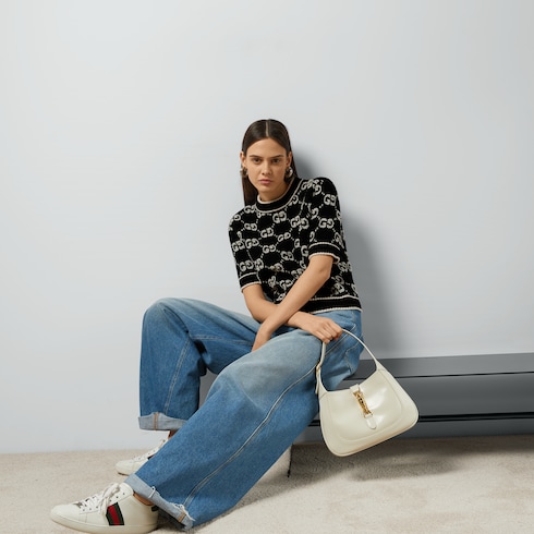 Haut en jacquard de laine bouclée GG